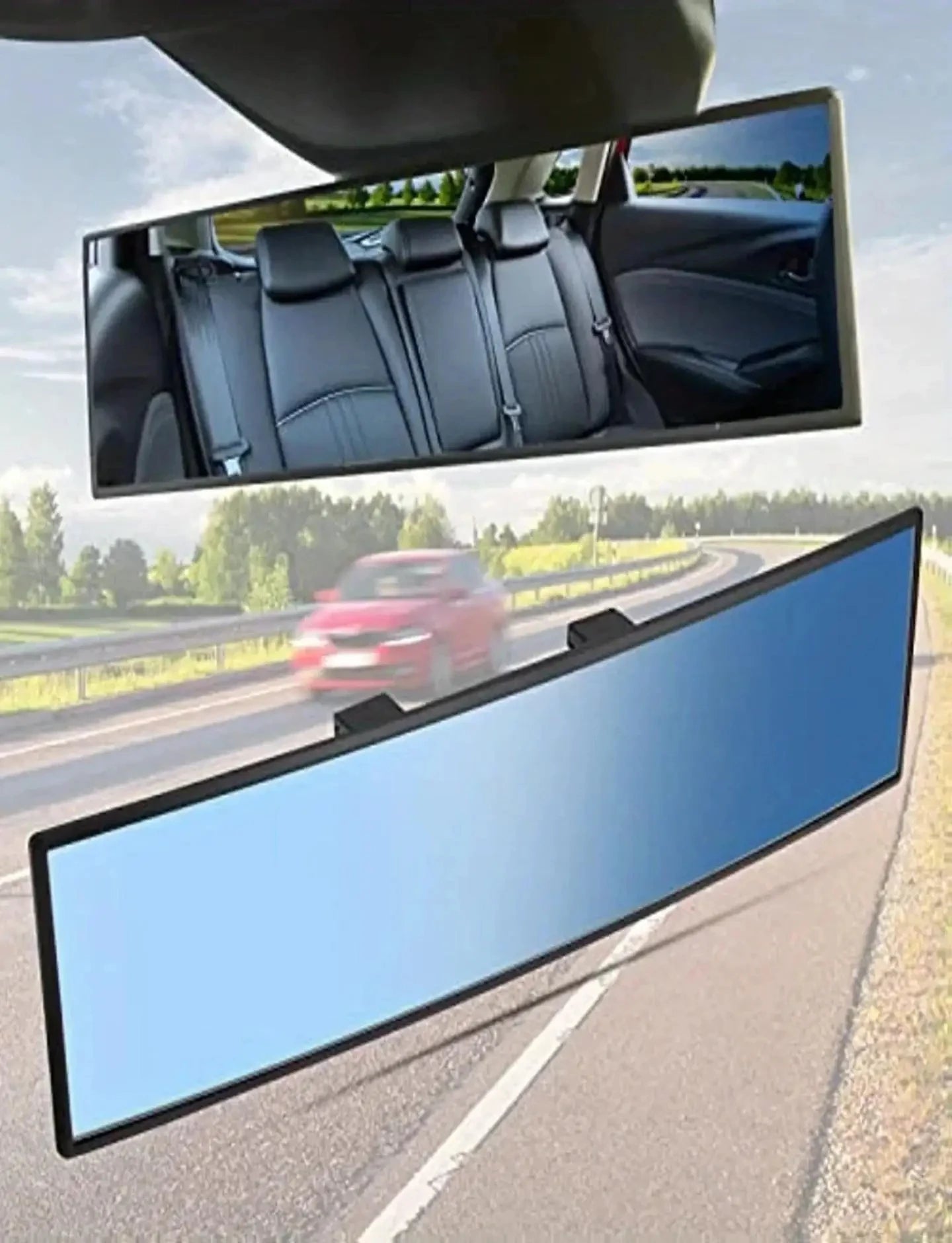 PrimeMotors Wide-Angle Rearview Mirror | Anti-Glare Panoramic Interior Mirror