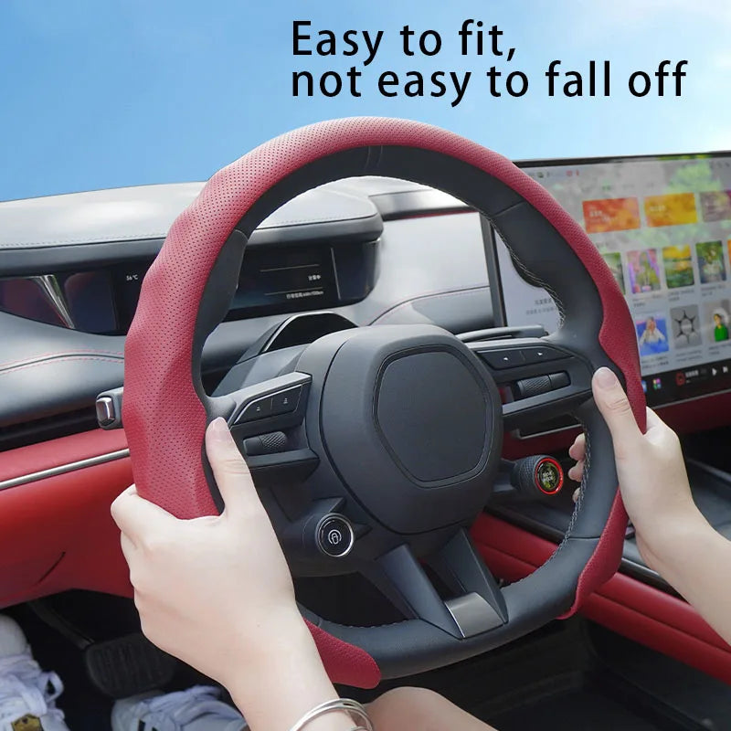 Prime Motors Nappa Leather Steering Wheel Cover | Breathable, Non-Slip Grip