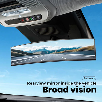 PrimeMotors Wide-Angle Rearview Mirror | Anti-Glare Panoramic Interior Mirror