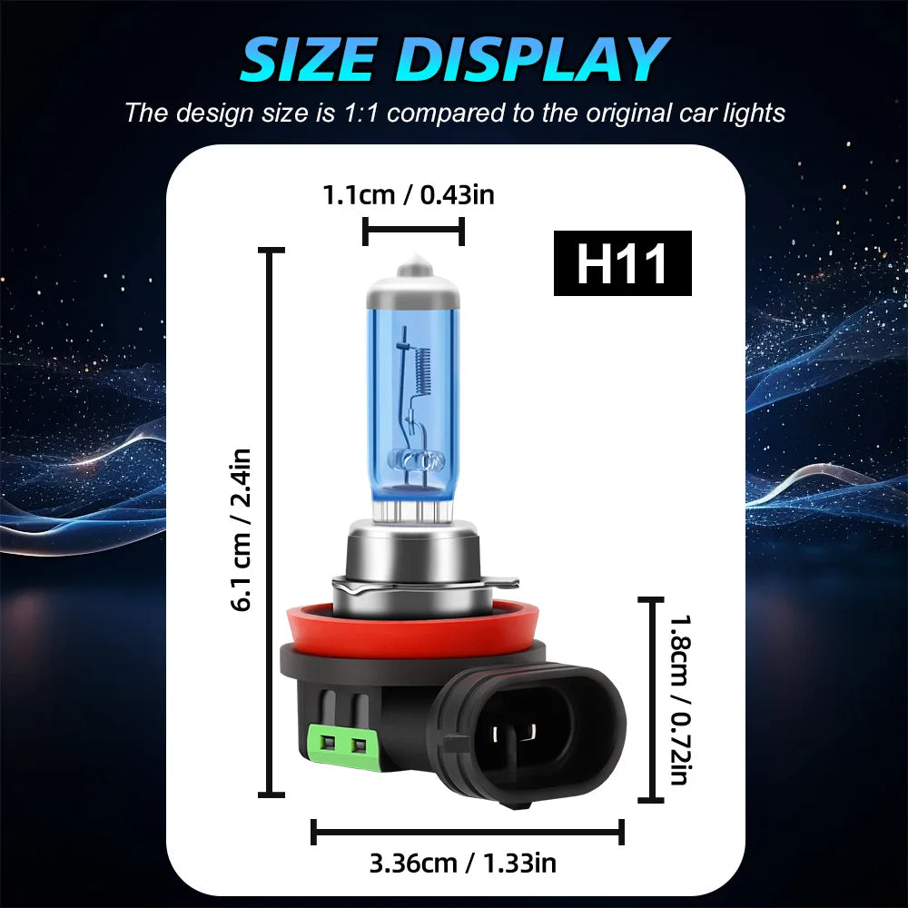 PrimeMotors Super White Halogen Bulb 6000K White Car Headlight