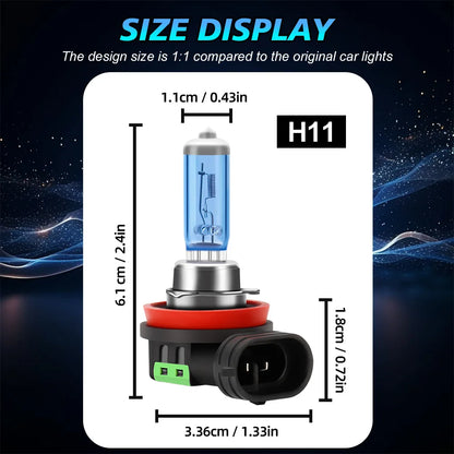 PrimeMotors Super White Halogen Bulb 6000K White Car Headlight