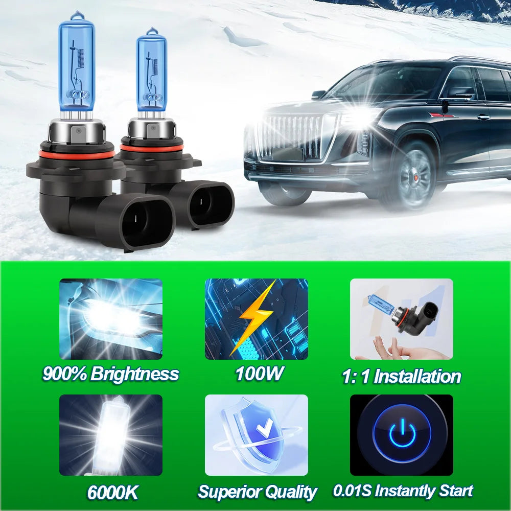 PrimeMotors Super White Halogen Bulb 6000K White Car Headlight