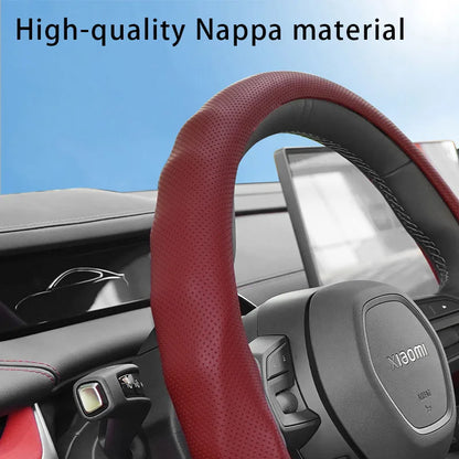 Prime Motors Nappa Leather Steering Wheel Cover | Breathable, Non-Slip Grip
