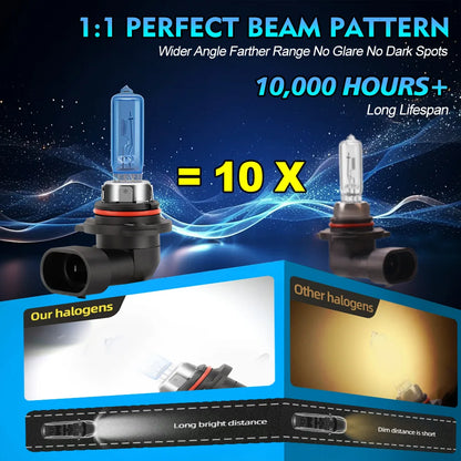 PrimeMotors Super White Halogen Bulb 6000K White Car Headlight