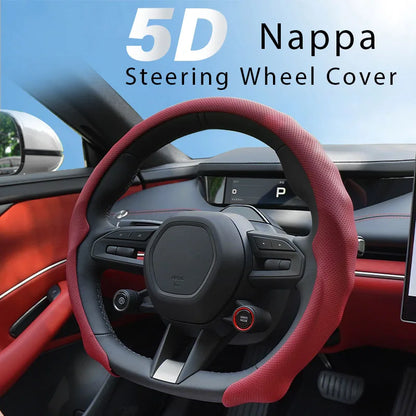 Prime Motors Nappa Leather Steering Wheel Cover | Breathable, Non-Slip Grip