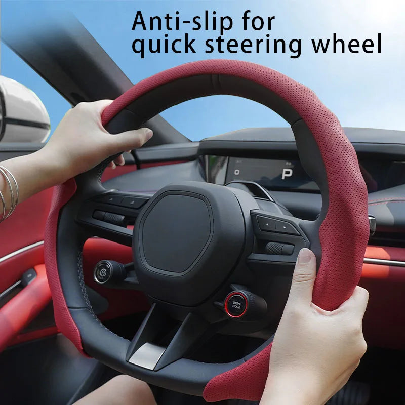 Prime Motors Nappa Leather Steering Wheel Cover | Breathable, Non-Slip Grip