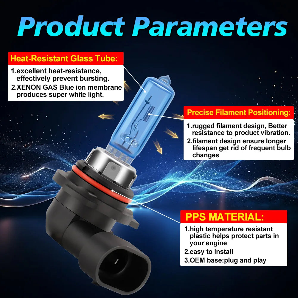 PrimeMotors Super White Halogen Bulb 6000K White Car Headlight