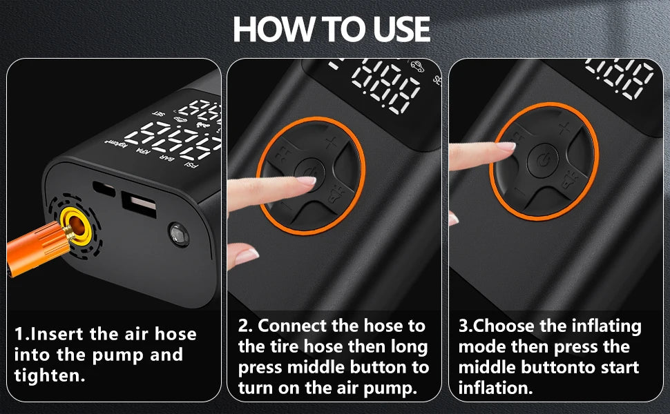 Wireless Air Compressor 150PSI Air Pump Portable Digital Tire Inflator with USB Output for Car Motorcycle Bicycle Ball