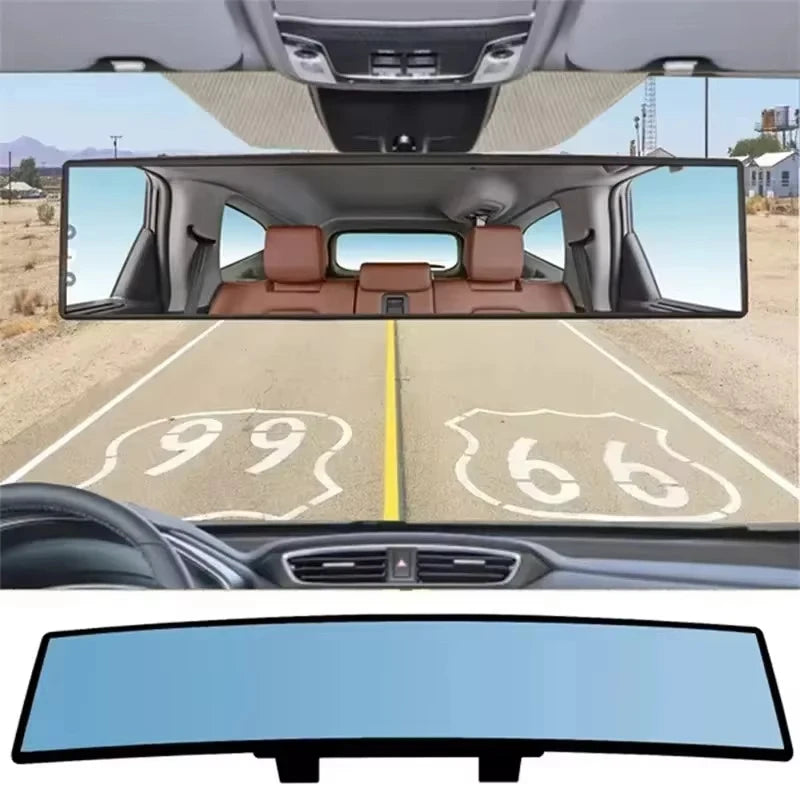 PrimeMotors Wide-Angle Rearview Mirror | Anti-Glare Panoramic Interior Mirror