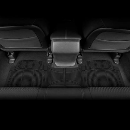 PrimeMotors Universal Car Floor Mats 3-Piece Set | Waterproof Anti-Slip Rubber (All-Weather)
