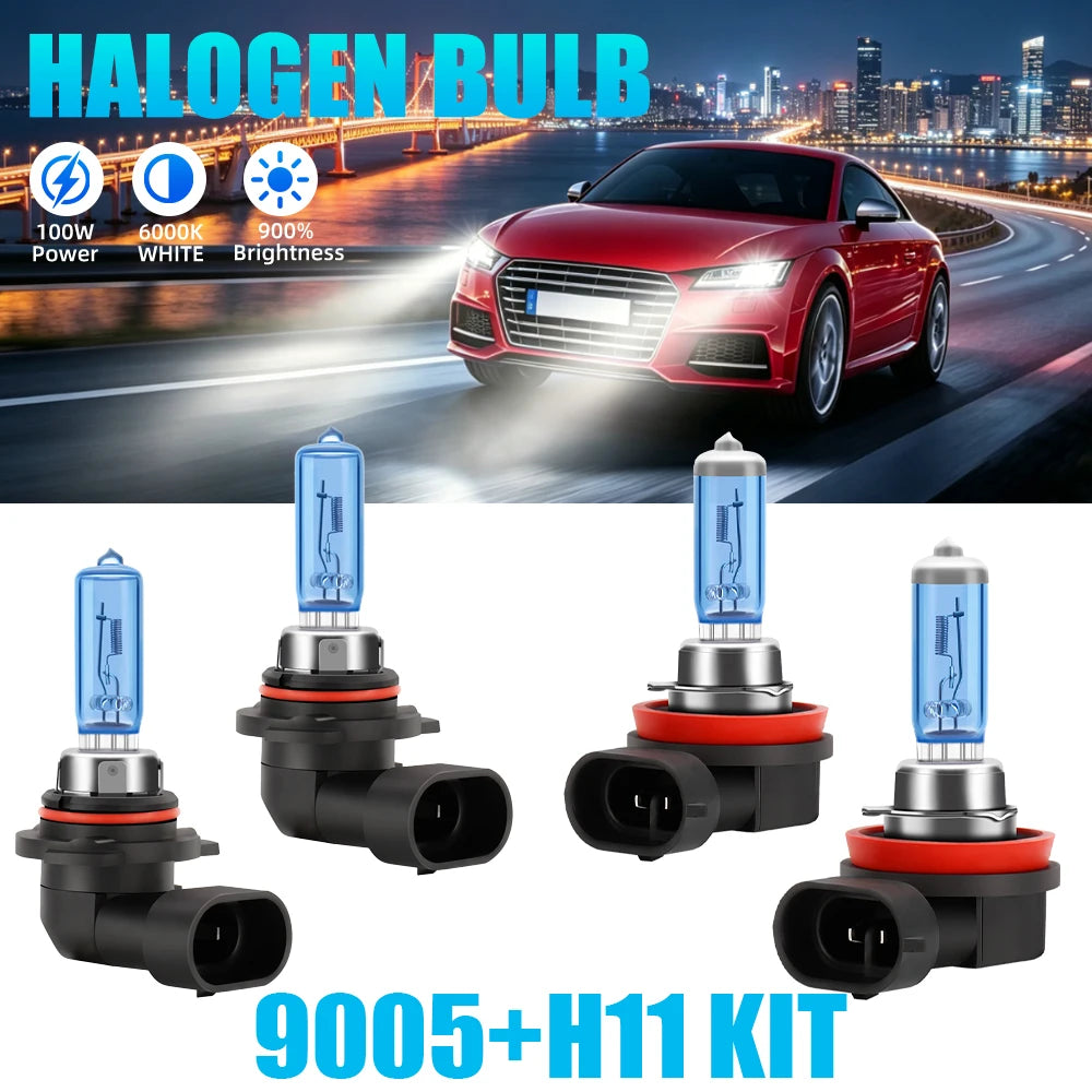 PrimeMotors Super White Halogen Bulb 6000K White Car Headlight