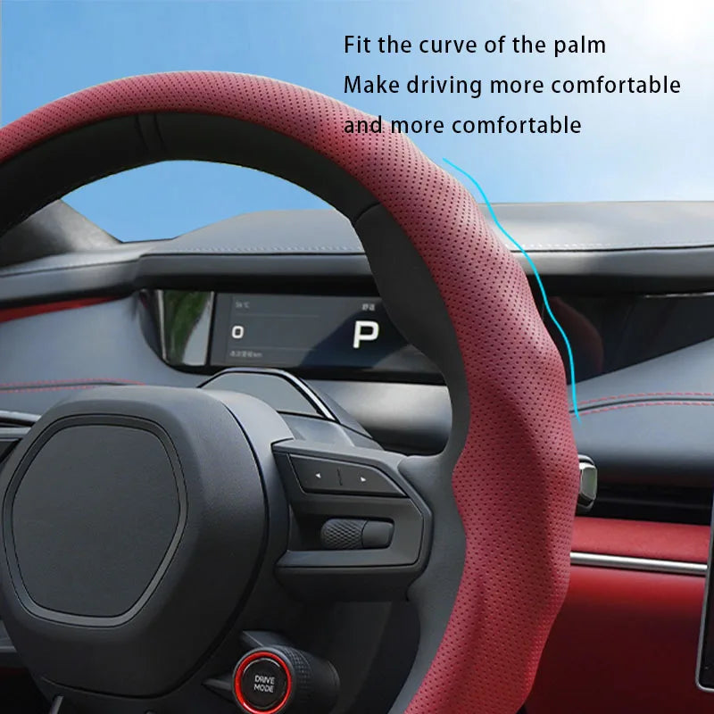 Prime Motors Nappa Leather Steering Wheel Cover | Breathable, Non-Slip Grip